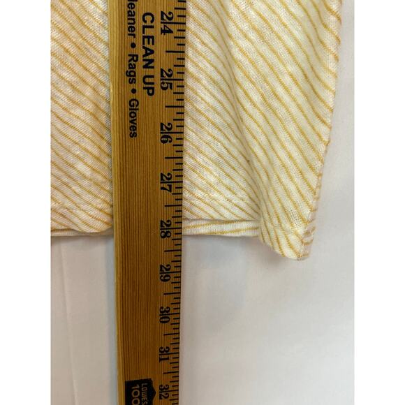 Sundance Women's Large Tan White Striped 100% Linen Sheer V-Neck Lightweight Top - Picture 6 of 6